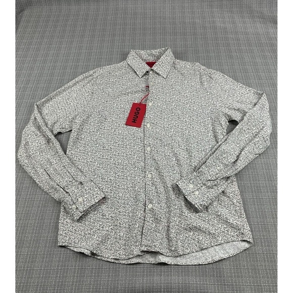 Hugo Boss Shirt Small Casual Slim‎ Fit Ermo All-over Abstract Print New with Tag - Picture 1 of 9